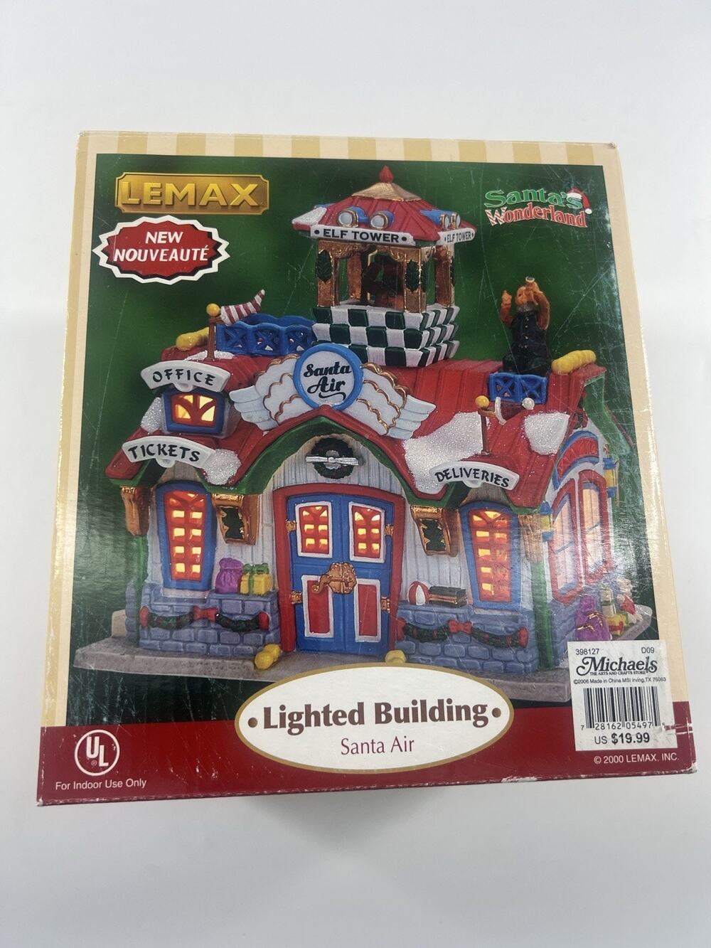 VTG Lemax "Santa Air" Lighted Building 2000  Box Christmas Holiday Village House